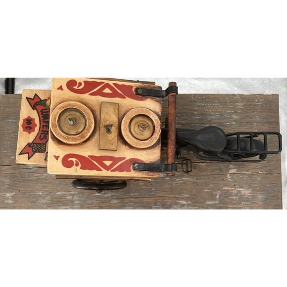 Rare Metal & Wood 3 Wheel Bicycle Ice Cream Cart Decorative Vintage Home Decor - Picture 2 of 11